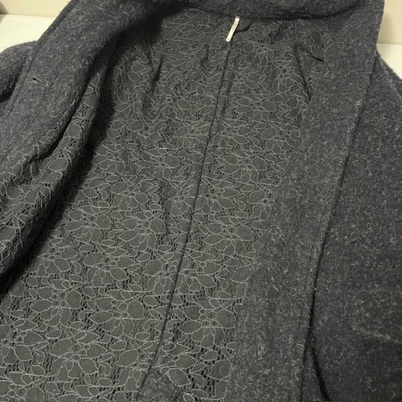 Free People Brushed Wool Oversized Coat Deep Navy Medium - Picture 6 of 14